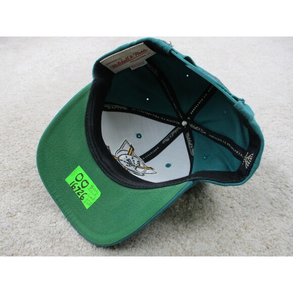 Anaheim Mighty Ducks Hat Cap Strap Back Green Mitchell & Ness NHL Hockey Mens - Picture 8 of 14
